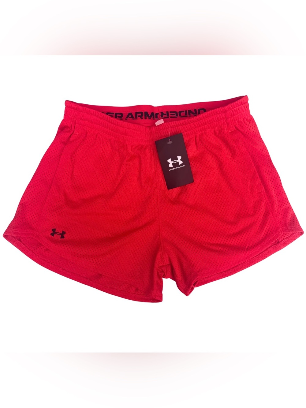 NWT Under Armour Tech Play Up Mesh Shorts Women’s Small Racer Red 1389894